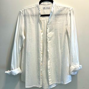ZARA long sleeved button down shirt, white, size SMALL